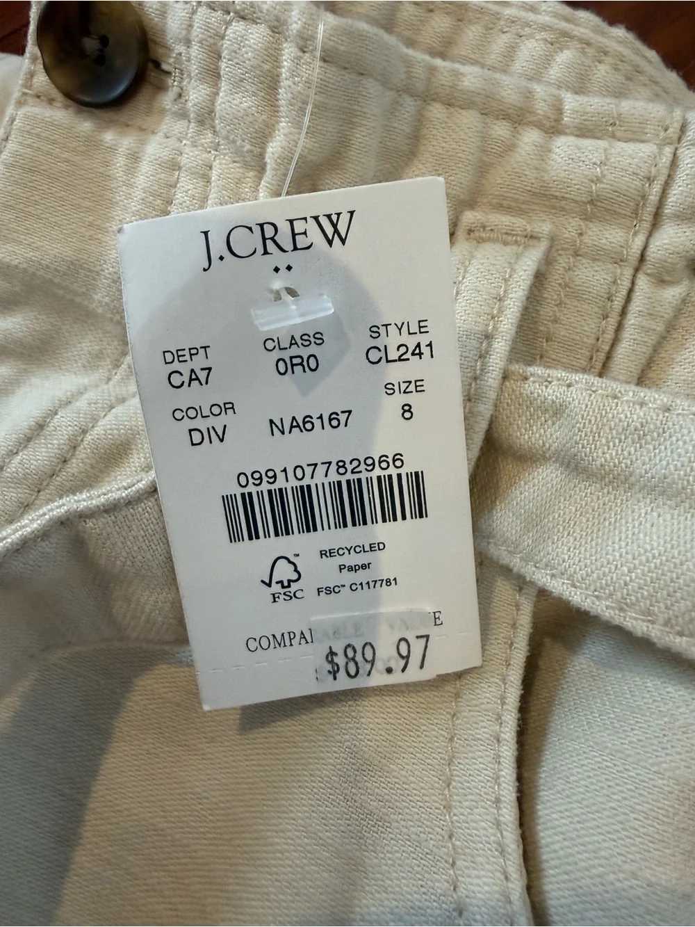 J. Crew Light Beige Drawstring Chinos